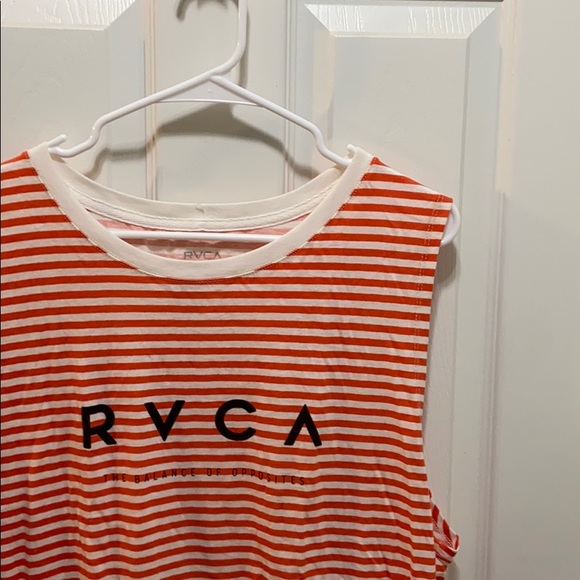 NWT RVCA Strokes Womens Tank - Orange White Stripe - Picture 10 of 10